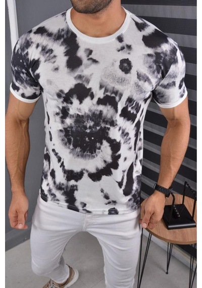 Mcz Giyim İndigo Renk Bisiklet Yaka Slim Fit Erkek T-shirt