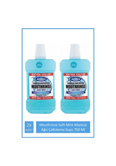 Beauty Formulas Mouthrinse Active Oral Care Soft Mint Ağız Çalkalama Suyu 2 x 750 ML