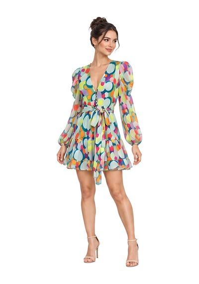 Lili Woman Kadın V Yaka Renkli Geometrik Desenli Kuşaklı Mini Elbise Çok Renkli Lw.gk-elb004ck Lili Woman Kadın V Yaka Renkli Geometrik Desenli Kuşaklı Mini Elbise Çok Renkli Lw.gk-elb004ck