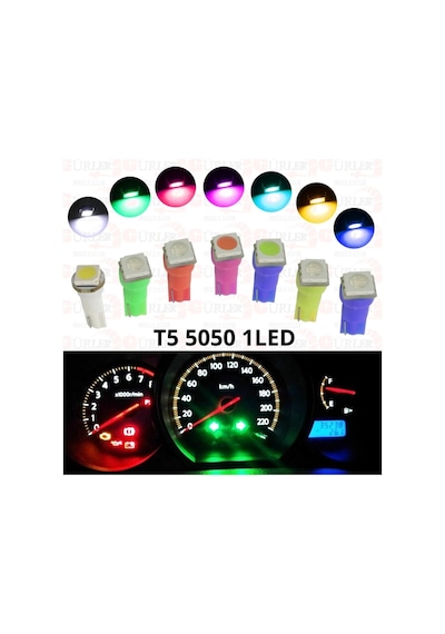 10 Adet Gösterge Ambians Led Ampül T5 5050 Mini Dipsiz-T5,8D