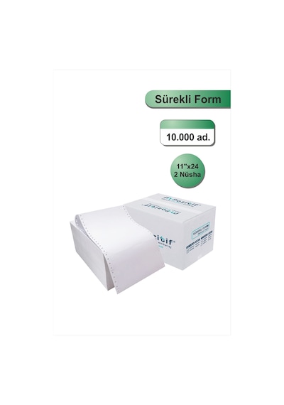 11x24 Kantar Fişi 2 Nüsha 10000 Adet , Beyaz Otokopili Sürekli Form 11''x24 Cm