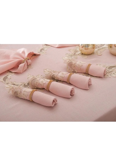 Perla Güpürlü Keten Pudra Sofra Takımı 8 Kişilik 160x230cm 17prç. - 1163 Çok Renkli
