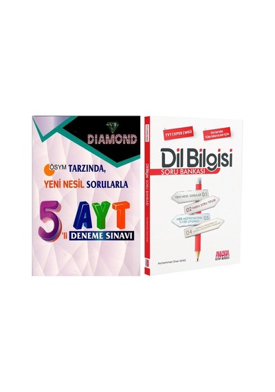 Gür Ayt Dıamond 5 Li Deneme Ve Akm Dil Bilgisi Soru Bankası Seti 2 Kitap