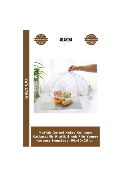 Mutfak Gereci Kolay Kullanım Katlanabilir Pratik Sinek File Yemek Koruma Şemsiyesi 60x60x25 Cm Çok Renkli