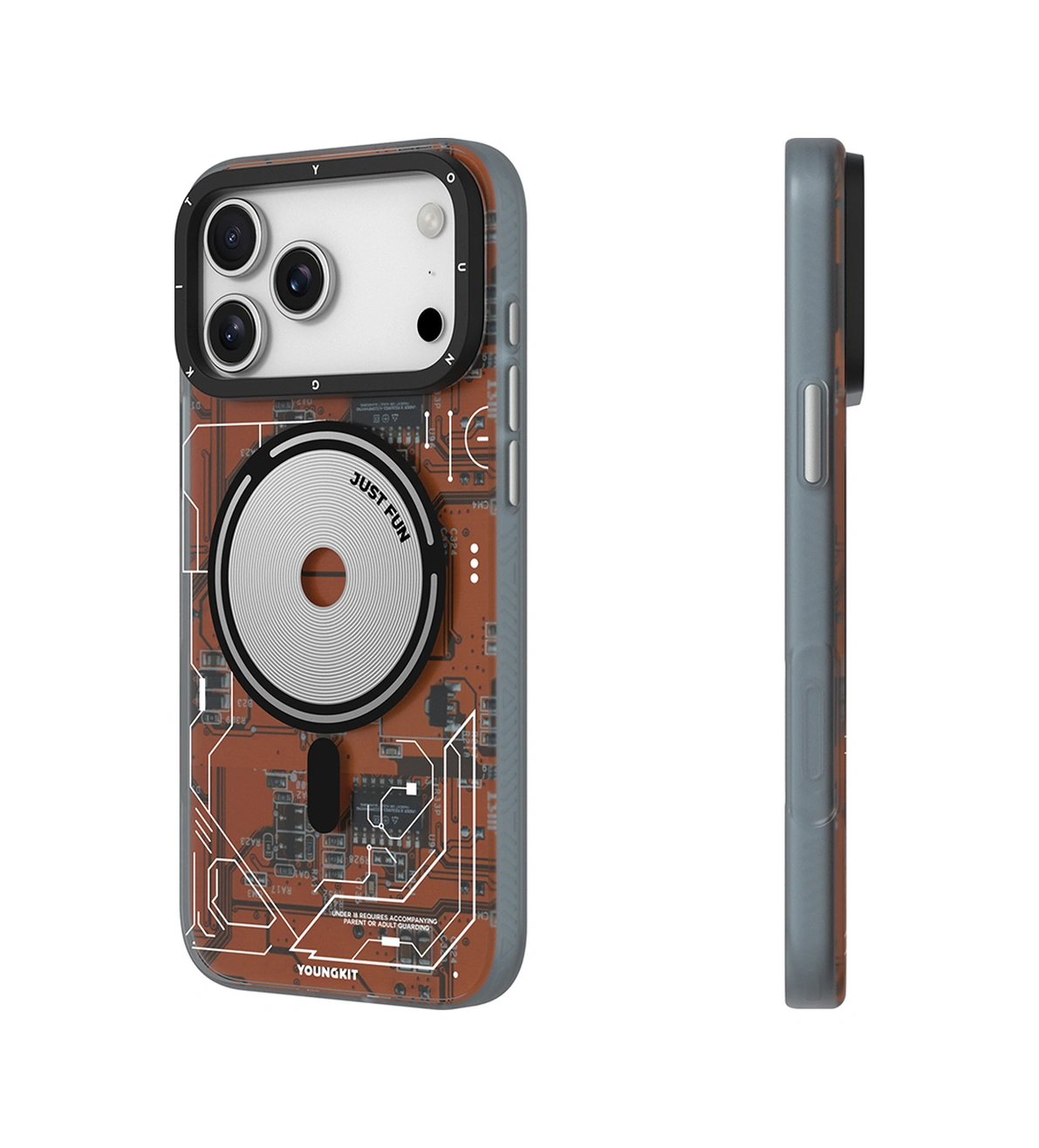 Apple Uyumlu iPhone 17 Pro Max Kılıf M-safeli Kamera Denetim Butonlu Youngkit Technology Serisi Kapak Turuncu Turuncu