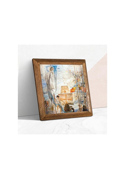 Pinecone Salvador Dalí Amerika Nın Kristof Kolomb Tarafından Keşfi Taş Duvar Tablosu Ahşap Çerçeveli Duvar Dekoru Wall Art 25x25cm W1-305