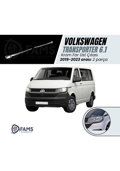VW T6.1 TRANSPORTER 2019-2023 Arası Krom Far Üst Çıta 2 Parça Paslanmaz Çelik