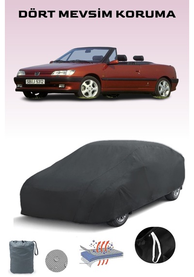 Siyah Peugeot 306 Cabriolet 1997 - 2003 Araba Brandası, Oto Örtüsü, Araba Çadırı Siyah