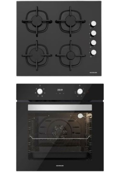 Silverline BO6502B02 - CS5343B01 Siyah Cam Ankastre Set