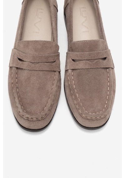 Luvishoes Luvi Shoes Valıa Vizon Süet Hakiki Deri Kadın Loafer Ayakkabı Vizon
