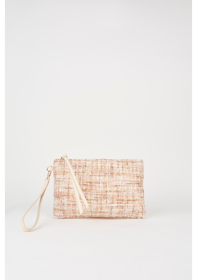 Vivaq Kadın Bellis Tweed Krem-pudra Astarlı Bilek Askılı Portföy El Ve Clutch Çanta Krem Pudra
