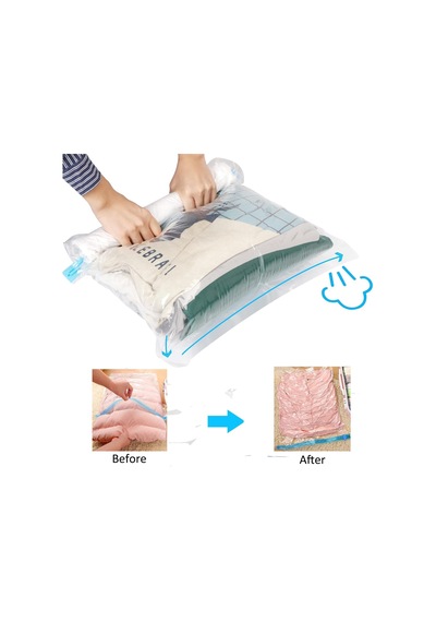 15 Paket Yeniden Kullanılabilir Roll Up Sıkıştırma Torbaları, 35x50,40x60cm+50x70cm Seyahat İçin Vakum Saklama To