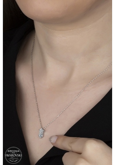 Union Swarovski Zirconia Kadın Kalp Yıldızı Gümüş Kolye