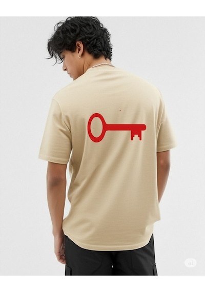 Nevermind Unisex Çift Erkek Kadın Tişört 2li Set Takım The Key To Baskılı Sevgili Kombini Bej