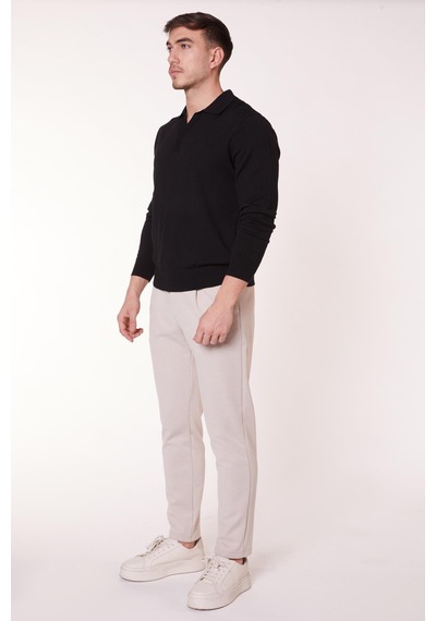 Braccas Erkek Beli Bağcıklı Yandan Cepli Slim Fit Jogger Bej Pantolon Bej