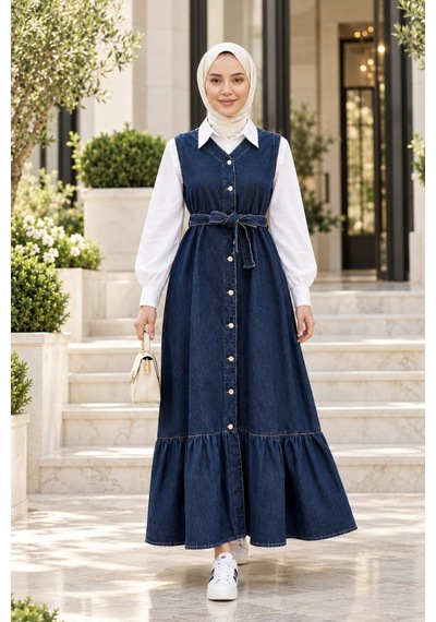 Hb Harma Time Butik Kadın Düğmeli Kuşaklı Eteği Fırfırlı Koyu Mavi Kot Jile Koyu Mavi Koyu Mavi Hb Harma Time Butik Kadın Düğmeli Kuşaklı Eteği Fırfırlı Koyu Mavi Kot Jile Koyu Mavi Koyu Mavi