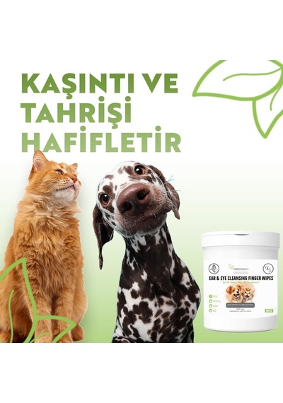 Greenwich Bitkisel İçerikli Kedi Köpek Göz Kulak Mendili 50 Adet / Gözyaşı Kiri / Kulak Akıntısı / Kaşıntı Tahriş Giderici / Parmak Mendil / Vegan