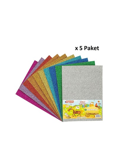 Bigpoint Simli Karton A4 Karışık 10 Renk X 5 Paket