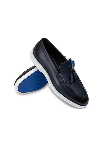 Deery Hakiki Deri Mavi Erkek Loafer Ayakkabı - 01958mmvıc01 Mavi