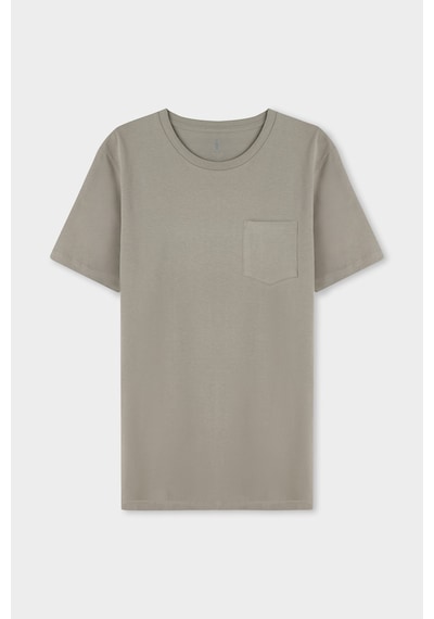 Twn Slim Fit Vizon Düz %100 Pamuklu T-shirt 4ec1400111252 V01