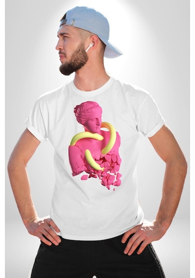 Pop Art Yaratıcı Heykel Pembe Unisex Unisex Beyaz Organik Baskılı T-shirt Penye Yüksek Kalite Beyaz Pop Art Yaratıcı Heykel Pembe Unisex Unisex Beyaz Organik Baskılı T-shirt Penye Yüksek Kalite Beyaz