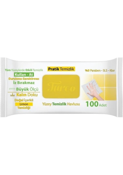 Turco Doğadan Pratik Temizlik Turco Doğadan Pratik Yüzey Temizlik Havlusu Limon 100 Yaprak Diğer