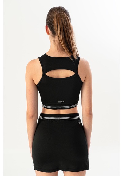 Maraton Slimfit Kadın Bisiklet Yaka Siyah- Bra Siyah-
