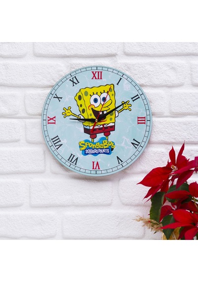 Deep Craft Dekoratif Ahşap Duvar Saati Salon,çocuk Odası Saati - Spongebob Sarı