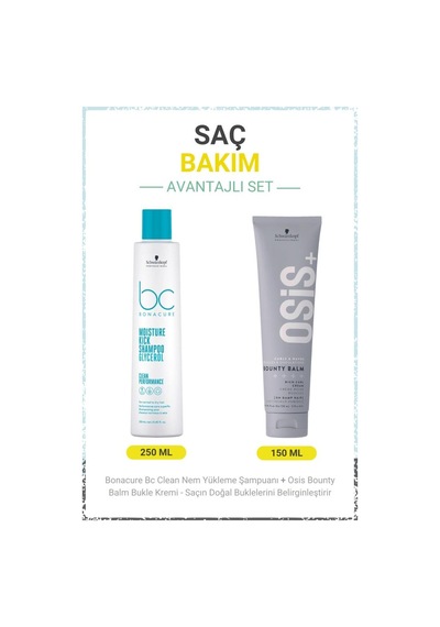 Schwarzkopf Bc Clean Nem Yükleme Şampuanı 250 ML + Osis Bounty Balm Bukle Kremi 150 ML
