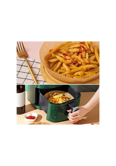 100 Adet Air Fryer Pişirme Kağıdı Tek Kullanımlık Yağlı Kağıdı Yuvarlak Tabak Model Bx40