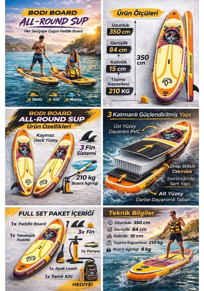 Paddle Board Sup Bodi Cyber Cat Şişme Stand 350x84x15cm Full Set