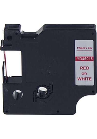 Dymo 45015 Uyumlu Beyaz-kırmızı D1 Yedek Şerit 12mm X 7m