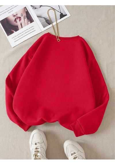 Startmore Kırmızı Unisex Kadın/erkek Brooklyn Özel Renkli Oversize Bisiklet Yaka Pamuklu