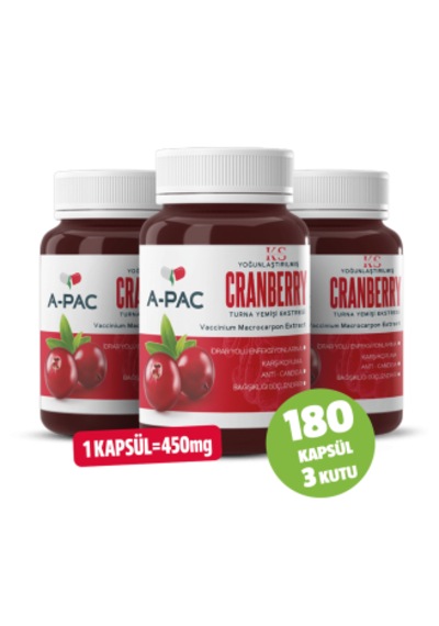 Kızılcık Sepeti A-Pac Cranberry Turna Yemişi Kızılcık Ekstresi 3 x 60 Kapsül