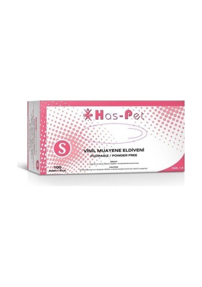 Haspet Vinil Pudrasız Muayene Eldiveni Small 100'lü