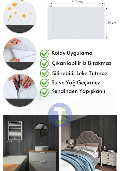 Technojet Kendinden Yapışkanlı Dokulu Balıksırtı Desen Premium Mutfak Duvar Dolap Kaplama 60cmx500cm