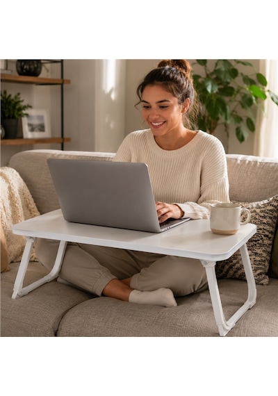 Sunup Sn-29691 Katlanabilir Laptop Masası Ve Yatak Koltuk Üzeri Tepsisi Beyaz 60x40cm