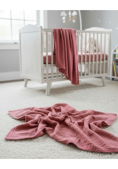 Bordo Çok Amaçlı Müslin Bebek Battaniye / Bez 110x95 Cm Bordo