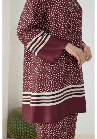 Aker Bordo Desenli Tunik Bordo Bordo