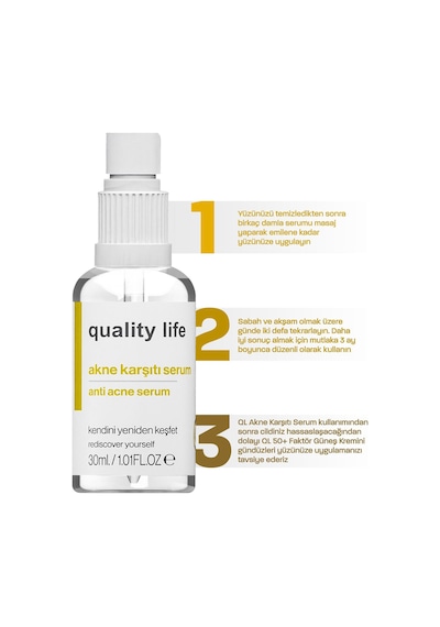 Quality Life Akne Serumu Sivilce Siyah Nokta Leke Akne Karşıtı Cilt Serumu 30 ML