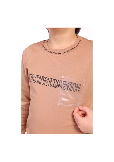Toontoy Kids Toontoy Erkek Çocuk Creatıve Innovatıve Baskılı Sweatshirt Kahverengi