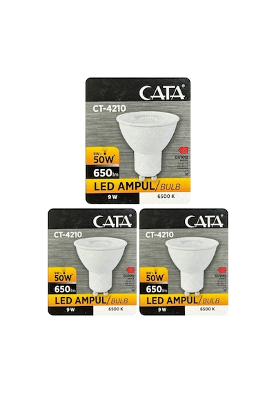 9w 50w Beyaz Işık 6500k Gu10 Duylu Led Spot Ampul, 3 Adet Diğer