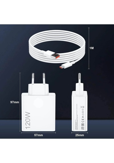 5 Adet 120w Saniyeli Turbo Destekli Usb Çıkışlı Başlık Ve Usb Typec Kablo Şarj Seti