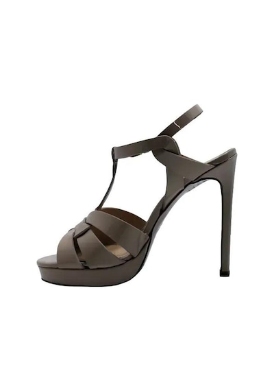 Poletto Hakiki Deri Bej Sandalet Topuklu 6564 210-877 Bej