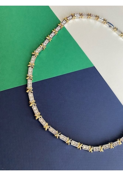 Pinery Jewels Tiff Suyolu X Zirkon Taşlı Kolye Altın