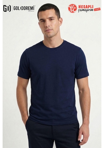 Jiber Erkek Premium Bambu Terletmeyen Hafif Kumaş T-shirt Lacivert