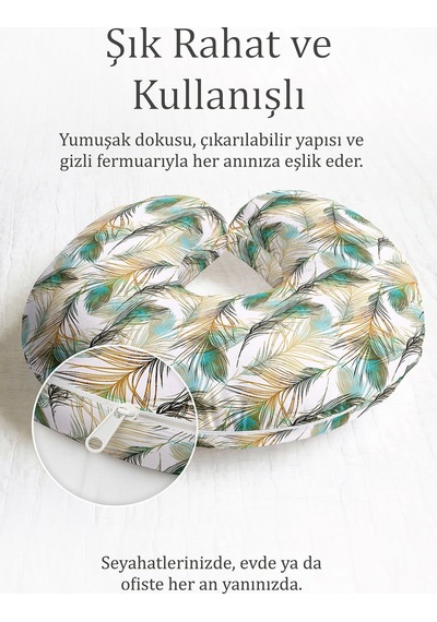 Tropikal Tüy Desenli Pamuklu Boyun Yastığı - Doğal Yeşil Sarı Tasarım Yumuşak Seyahat Yastığı Metalik Yosunlu Gül Pembesi Tropikal Tüy Desenli Pamuklu Boyun Yastığı - Doğal Yeşil Sarı Tasarım Yumuşak Seyahat Yastığı Metalik Yosunlu Gül Pembesi