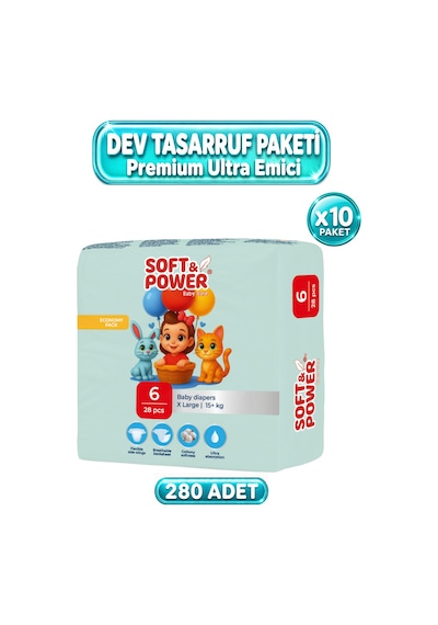 Bebek Bezi No:6 Xlarge 15-25 Kg 28'li 10 Paket 6 Numara
