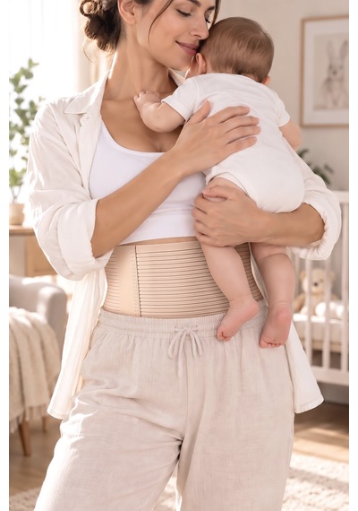 Modalarge Doğum Sonrası Toparlayıcı Korse Lohusa Korsesi Abdominal Sezeryan Ameliyat Sonrası Ayarlanabilir Esnek Fıtık Misinalı Bel Korsesi Bej