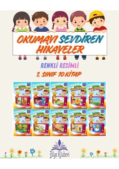 1. Sınıf Okumayı Sevdiren Renkli Resimli Hikayeler 5 - 10 Kitap